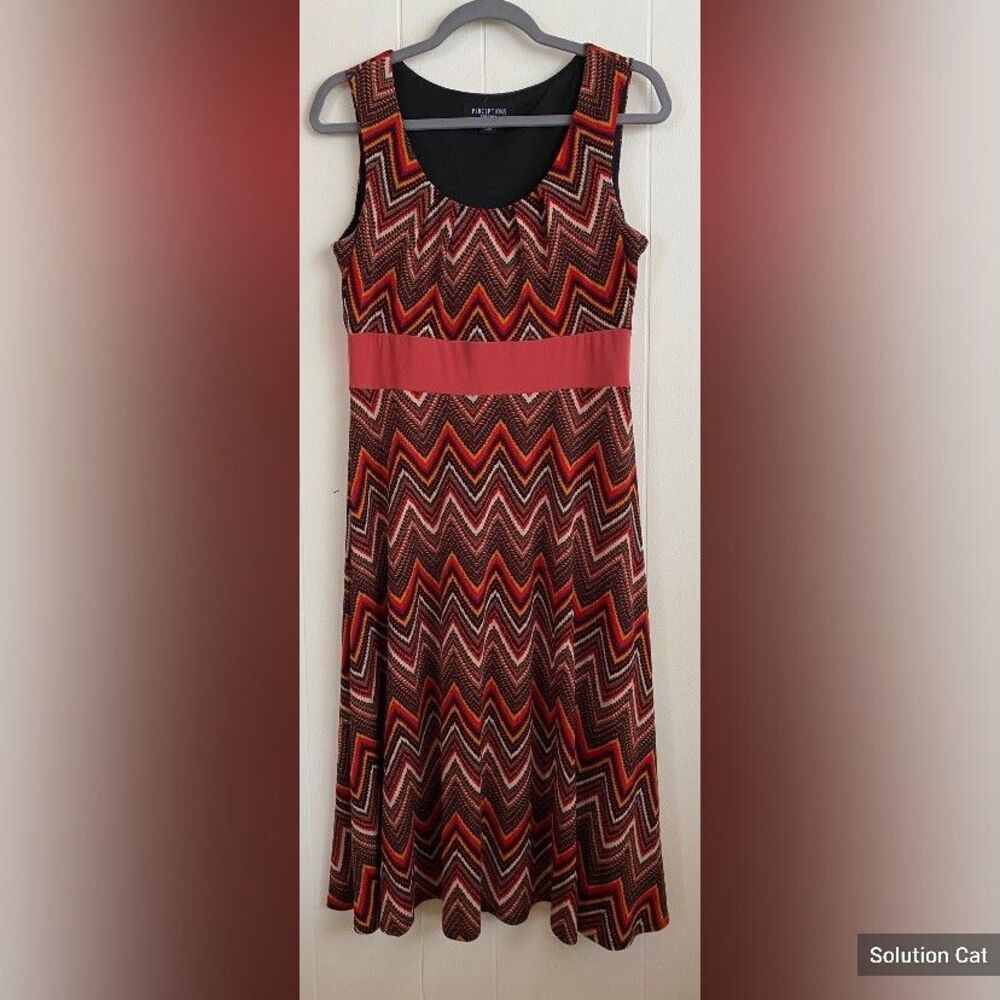 Perceptions New York Dress Women’s Medium Orange Brown Geometric Jacket Boho